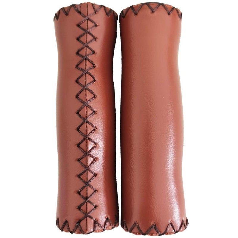 Jonscart Brown Beach Cruiser Bike Bicycle Soft Synthetic Leather Handlebar Cover Hand Grips Bar with End Cap and Needle - Image 2